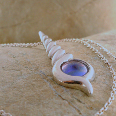 2. Pearl Narwhal Necklace - February Lavender Pearl