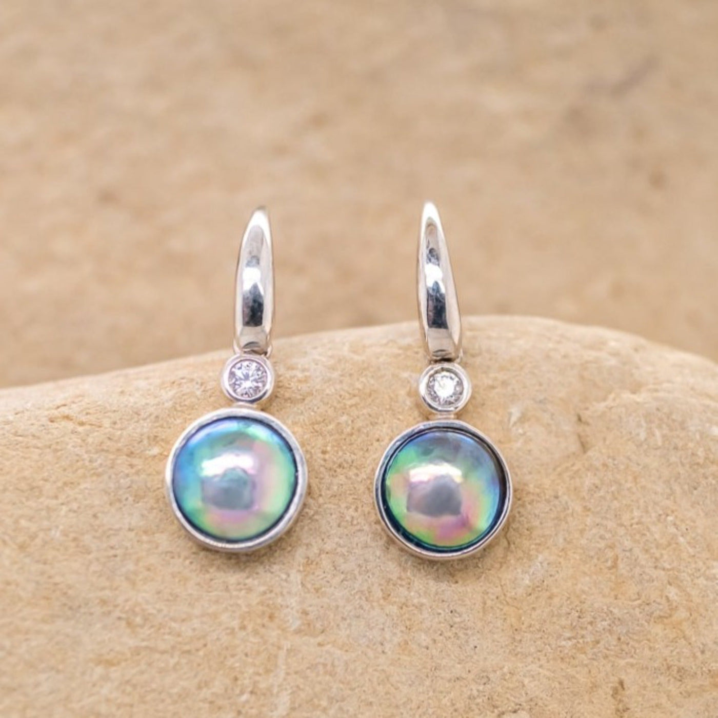 Pearl & CZ TiTi Island Earrings