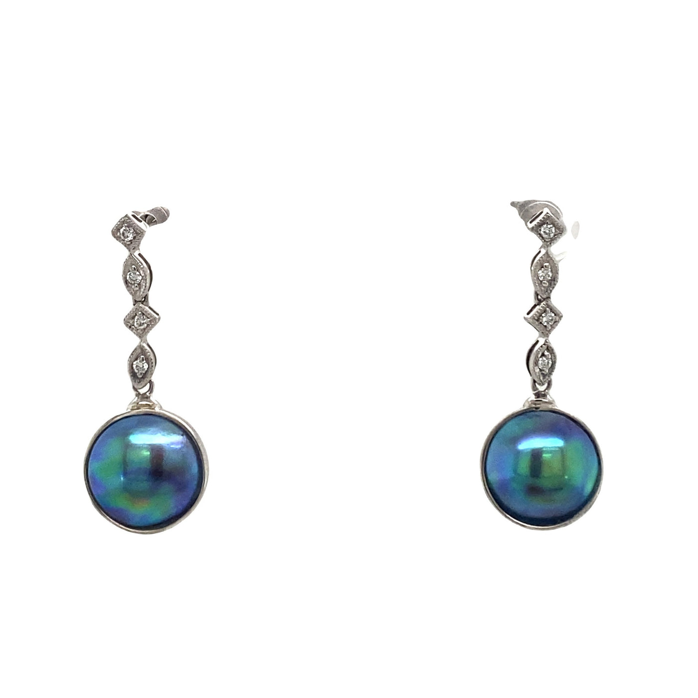 Blue Pearl & Diamond Empress Earrings