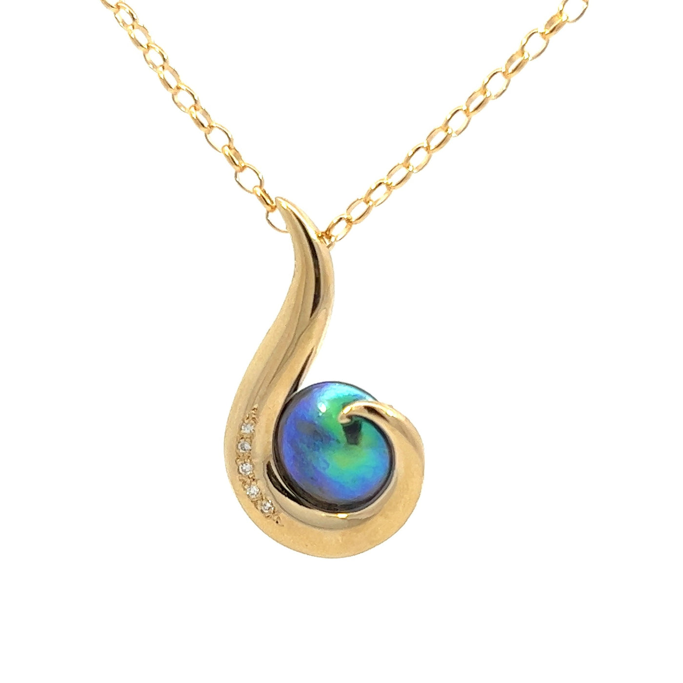Pearl & Diamond Hook Necklace - Large