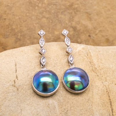 Blue Pearl & Diamond Empress Earrings
